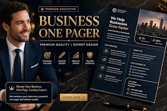 design a business one pager PDF and company profile for startups