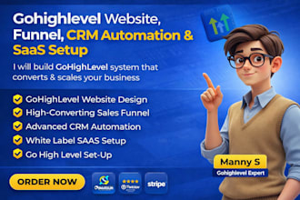 build gohighlevel website, sales funnel, CRM automation, white label saas setup