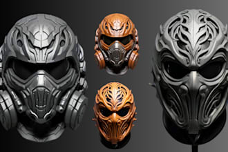 design 3d mask, 3d helmet, amine mask, cosplay mask helmet for 3d printing