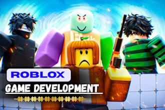 do roblox game development full game creation, roblox scripting, game map, gui
