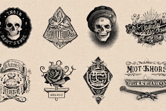 create vintage hand lettering and tattoo logo design