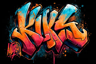 do graffiti art design for name, word or font logo
