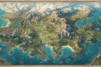 create a high quality detailed fantasy map for dnd and fiction