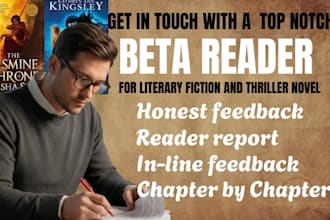 beta read your thriller or literary fiction manuscript for indie authors