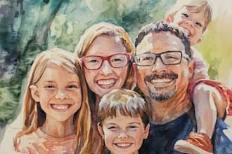 make watercolor family portrait