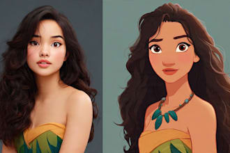 beautiful portrait in disney cartoon