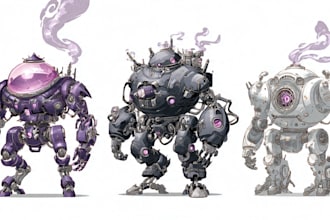 draw amazing character mecha robot illustration