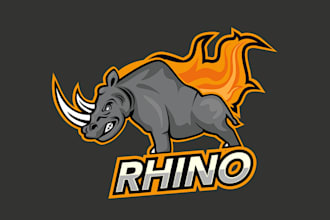 design unique rhino gym esport mascot logo with unlimited revision
