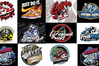 design premium sneaker box, footwear, streetwear, shoes logo