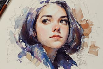 paint an watercolor illustration with a sketch