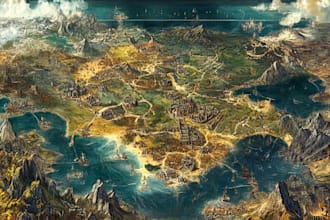 draw a custom map for fantasy, scifi, book or boardgame