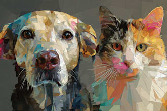 draw pop art of dog cat pet animal portrait