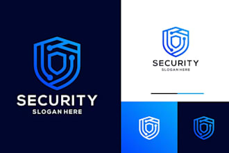 design internet, technology, tech, software, cyber security logo