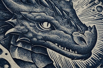 create hand carved linocut style illustrations for prints