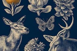 design bold linocut and woodcut style illustrations
