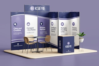 design modern exhibition backdrop, trade show booth, and banner