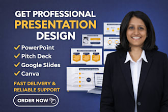 design professional powerpoint, pitch deck, canva and google slides