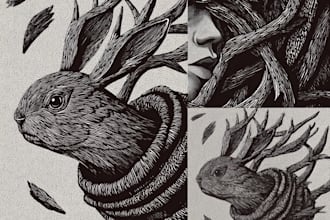 create custom linocut style illustrations and prints