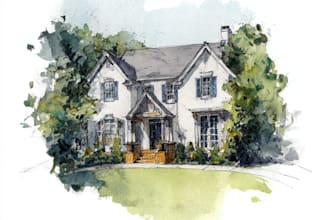 hand draw architectural home building portrait