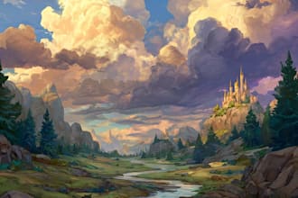 illustrate beautiful flat landscape illustration art