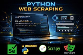 build python web scraping scripts, selenium, scrapy, playwright, beautifulsoup