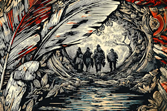 design bold linocut and woodcut style art work