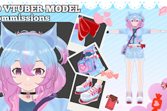 create 3d character models for anime, 3d rigging and vroid in my artstyle