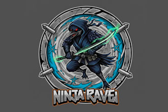 make awesome wall mural ninja raven mascot logo design for unlimited revision