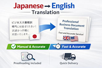 translate japanese to english manually and professionally