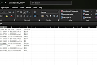 clean, organise and format excel data