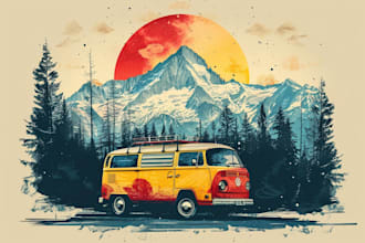 create retro vintage minimalist travel poster illustration