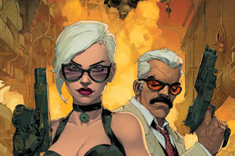 illustrate a superhero comic cover art