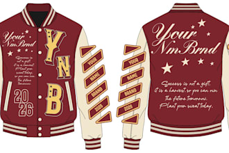 design of clothing varsity jacket, bomber, leather fashion