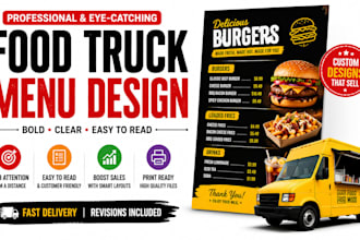 design a bold menu for food trucks and street food vendors