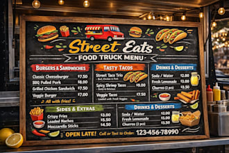 design a bold menu for food trucks and street food vendors