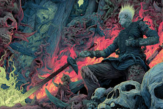 draw horror and gothic line art illustrations