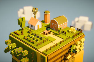 create low poly isometric environment, game asset, level design in ps1 ps2 style