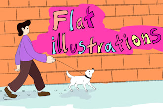 draw custom flat illustrations and personalized art for you