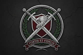 design a powerful crossed swords logo