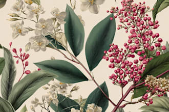 create seamless botanical patterns for your product