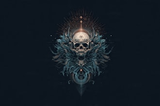 draw a custom dark surrealism for apparel