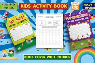design cover and kids tracing activity books for amazon KDP