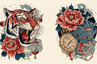 create amazing traditional or old school tattoo style design