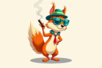 design awesome cute squirrel logo with express delivery