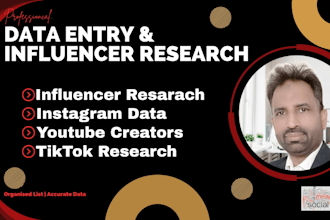 do influencer research and data entry for social media