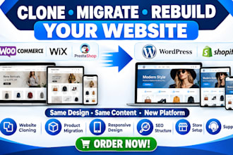 clone website woocommerce wix prestashop to wordpress website migrate to shopify