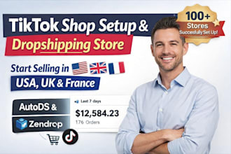 setup USA UK france tik tok tiktok shop dropshipping shop via autods zendrop