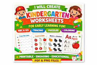 design colorful kindergarten worksheets