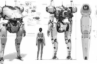 design sci fi mecha and robot concept art
