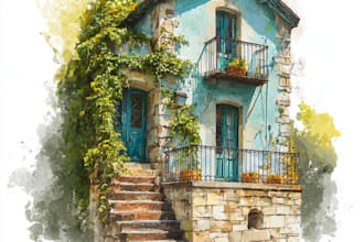 create a watercolor house portrait of your home